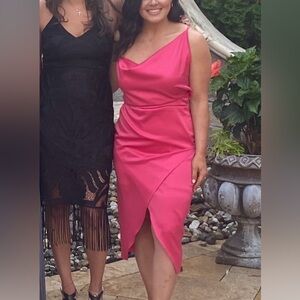 Missguided One Shoulder Hot Pink midi dress